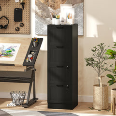 2 Drawer Filing Cabinet with Lock, Office Storage Cabinet with Adjustable Hanging Bars for A4 Letter Size Files, Black