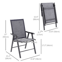4-Piece Folding Chair Set for Relaxing on Patio Balcony Garden, Comfortable Outdoor Furniture with Armrests, Black