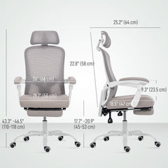 Ergonomic Office Chair, Mesh Reclining Desk Chair with Adjustable Lumbar Support, Headrest, Beige