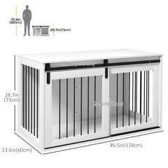 39" Dog Crate Furniture, Dog Crate End Side Table for Large Dogs, White