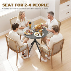 31.5" Industrial Round Dining Table - White Oak