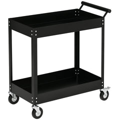 Rolling Tool Cart, 2 Tier Mobile Service Utility Cart with Wheels, Black