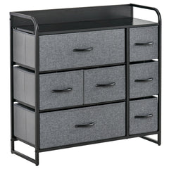 7-Bin Dresser Storage Tower Cabinet Organizer Unit, Easy Pull Fabric Bins with Metal Frame