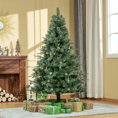 6FT Artificial Christmas Snow Pine Tree Holiday Home Xmas Decoration with Automatic Open, Pinecone, Green