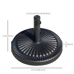 Round Umbrella Base Φ19.1", 31.5 lbs Resin Stand with Decorative Design for Poles 1.5"/1.9", Bronze