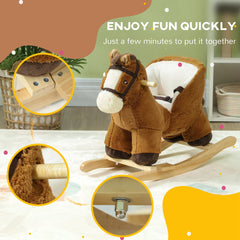 Baby Rocking Horse, Plush Animal Rocker for Toddlers Aged 18-36 Months with Sounds, Seat Belt