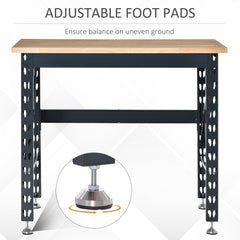 45" Workbench, Solid Wood Tabletop Workstation, Work Table with Four Adjustable Foot Pads, Weight Capacity 1100 Lbs