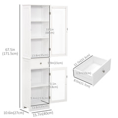 Tall Bathroom Cabinet, Bathroom Storage Cabinet with Drawers, 2 Doors and Adjustable Shelves, White