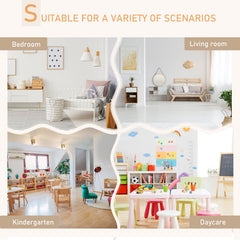 Kids Wooden Table and 2 Chairs Set, 3-Piece Dining Table with Bear Shape and Rounded Corners for 1-4 Years, White
