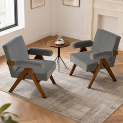 Cashmere Accent Chair Armchair with Wide Seat and Soft Padded Armrests for Reading, Bedroom, Cream White