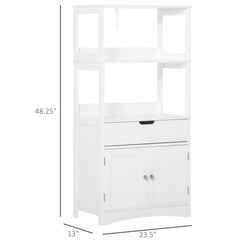 Bathroom Floor Cabinet, Free Standing Kitchen Cabinet with Shelves, Drawer and Doors, for Living Room, White