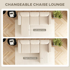 Sectional Sofa with Changeable Chaise Lounge, 3 Seat L-Shaped Small Space Sofa, Upholstered Couch for Small Space, Dark Grey