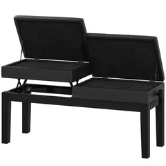 Piano Bench with Storage, Height Adjustable Piano Stool, PU Leather Tufted Keyboard Seat, Black