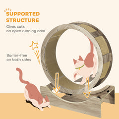 36" Cat Wheel for Indoor Cats with Brake, Scratching Pads, Walnut