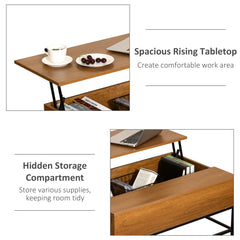 Lift Top Coffee Table with Hidden Storage Compartment Lift Tabletop Center Table for Living Room, Rustic Brown