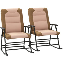 Folding Rocking Chair Set of 2 Padded Rockers with Armrest, Navy Blue