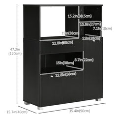 Compact Kitchen Pantry Cabinet Server Hutch Storage Buffet with Microwave Oven Stand Drawer and Shelves, White