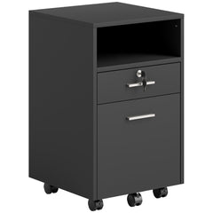 2 Drawer Filing Cabinet with Lock, Vertical File Cabinet with Wheels, Mobile Office Cabinet for A4, Letter Size, White
