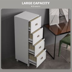 4 Drawer File Cabinet with Lock, Office Filing Cabinet, A4 Letter Size, Hanging File Folders, Black