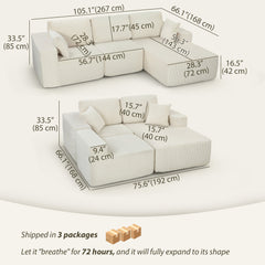 2-in-1 Modular Sectional Sofa, Boneless L Shaped Couch Sofa Bed, Dark Grey