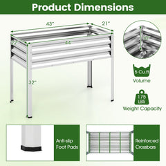 Raised Garden Bed Set of 2 Electro-Coating Metal Large Elevated Planter Box-Silver