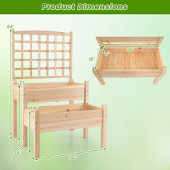 Raised Garden Bed with Trellis 2-Tier for Outdoor Climbing Plants-Natural