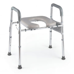 Raised Toilet Seat with Handles and Padded Arms for Seniors-Silver