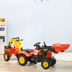 Ride on Toy Dump Truck for Kids, Pedal Construction Car with Detachable Trailer for 3 Years Old, Red