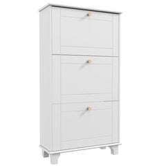 Narrow Shoe Storage with 3 Flip Drawers and Adjustable Shelves, Shoe Cabinet Organizer for 12 Pairs of Shoes, Black