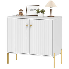 Sideboard, Modern Buffet Cabinet, Coffee Bar Cabinet with Fluted Doors and Adjustable Shelf, Black
