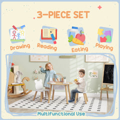 3 Pieces Kids Table and Chair Set, Activity Table and Chair Set with Bear-Shaped Chairs, Mesh Bag