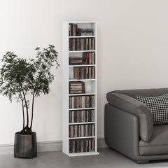 Media Storage Cabinet, 9-Tier Tall Narrow DVD Shelf with 6 Adjustable Shelves, Black