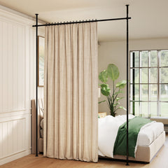 Room Divider Curtain Rod with Adjustable Floor to Ceiling Tension Rod No Drilling Required-Black