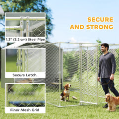 Galvanized Steel Dog Kennel Outdoor with Waterproof & UV-Resistant Cover for Large Dogs, 13.1' x 7.5' x 7.5'