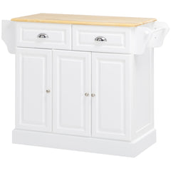Kitchen Island with Storage Rolling Kitchen Serving Cart with Rubber Wood Top Towel Rack Storage Drawer Cabinet, Black