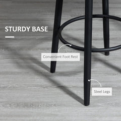 Extra Tall Bar Stools Set of 2, Modern 360° Swivel Barstools, Dining Room Chairs with Steel Legs Footrest, Charcoal Grey