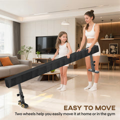 7.5ft Adjustable Balance Beam, Gymnastics Beam with Wheels, Gymnastics Equipment for 6+ Years Old Training