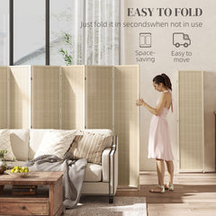 Woven Bamboo Room Divider, 4 Panel Folding Indoor Privacy Screens for Home Office, 71"x71"x0.6", Natural