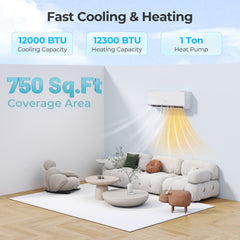 ENERGY STAR Certified 12000 BTU 24 SEER2 208-230V Mini Split Heat Pump with Bracket Heating at -25℃