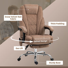 Massage Office Chair, Reclining Computer Chair with Adjustable Height and Footrest, Brown