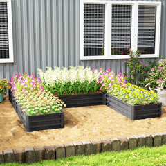 Steel Raised Garden Bed, Set of 5 Large Box Planters for Outdoor Plants Vegetables Flowers Herbs, 8x8x1ft, Black
