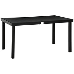 Aluminum Outdoor Dining Table for 6, Patio Rectangular Table, 55" W x 35.5" D x 29.25" H, Black