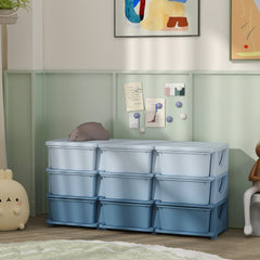 3 Tier Kids Toy Organizer and Storage Bins with 6 Plastic Drawers, Blue