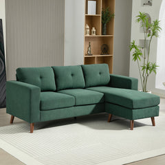 Sectional Sofa with Changeable Chaise Lounge, 3 Seat L-Shaped Small Space Sofa, Upholstered Couch for Small Space, Dark Grey