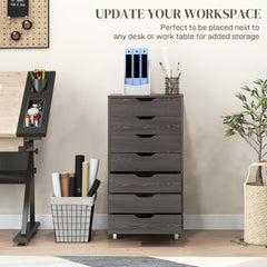 7-drawer Vertical File Cabinet for Home Office, Storage Cabinet with Wheels, 18.7"x15.6"x35.4", Black