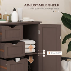 Bathroom Storage Cabinet, Floor Cabinet with Adjustable Shelf and 4 Drawers, Side Cabinet for Washroom, White