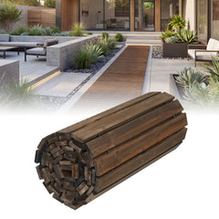 Set of 2 12 FT Wooden Garden Pathway Roll Out Decorative Cedar Straight Outdoor Walkway-Brown