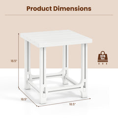 Set of 2 18 Inch Outdoor Adirondack Side Table with Slatted Surface-White