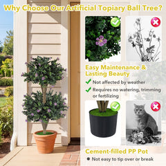 Set of 2 Faux Bush Plant with 41 Blossoms for Home