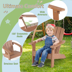 Set of 2 Kid's Adirondack Chair with with High Backrest and Armrests-Teak